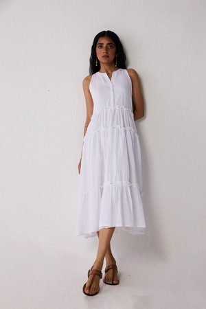 Embroidered Sleeveless Maxi Dress in White from Reistor