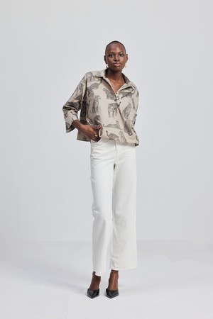 Oversized Cropped Front-buttoned Shirt In Animal Print from Reistor