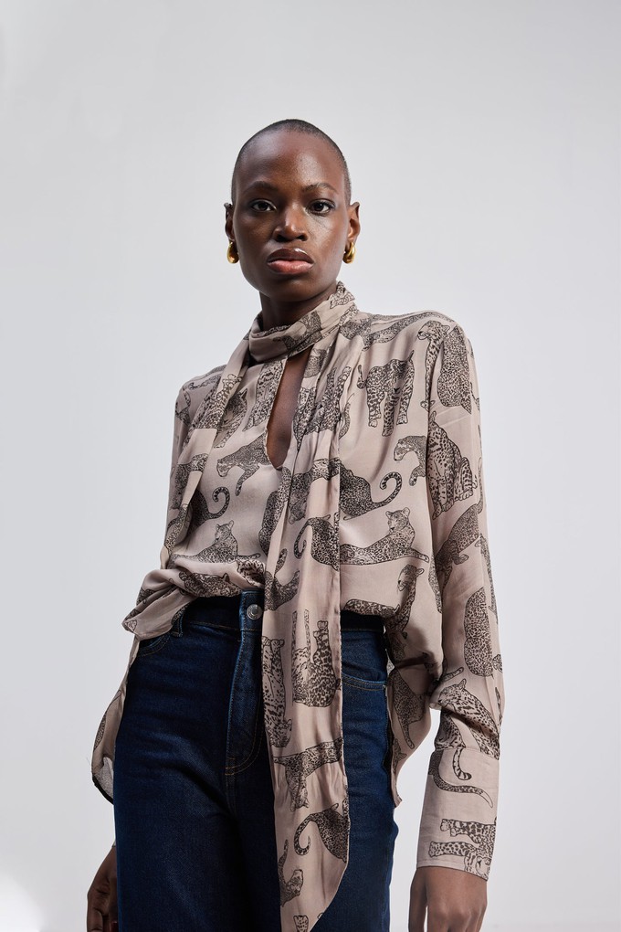 Relaxed-Fit Top with Front-tie in Animal Print from Reistor