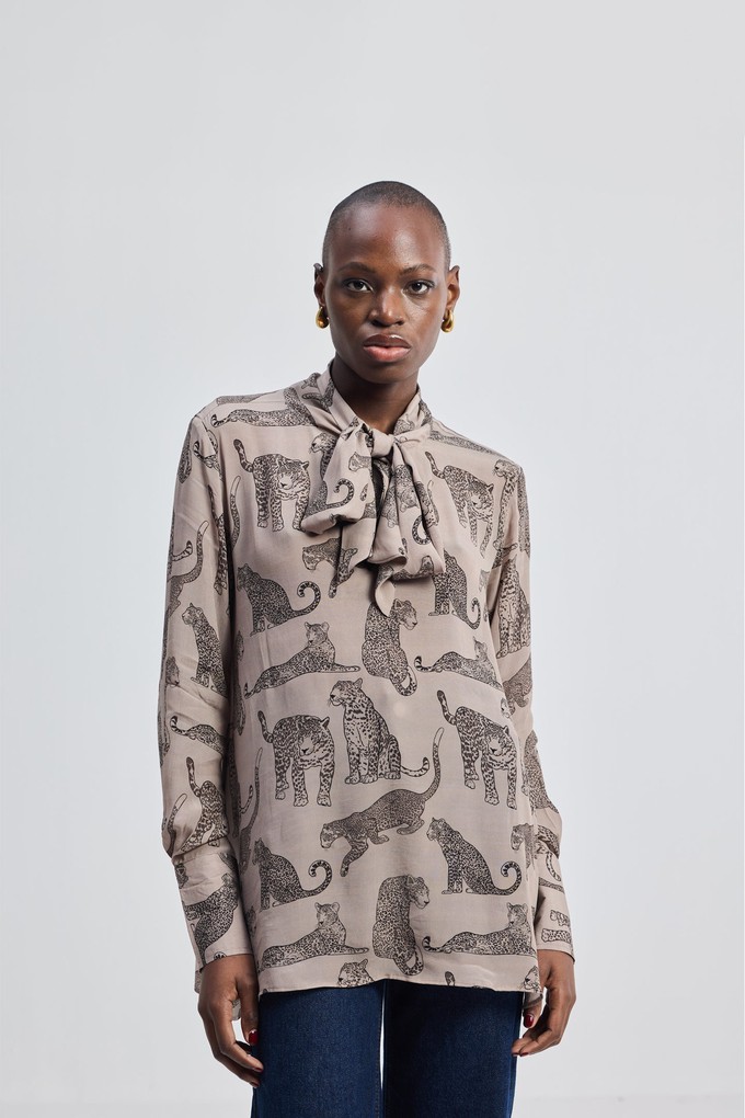 Relaxed-Fit Top with Front-tie in Animal Print from Reistor