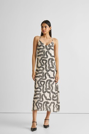 Midi Slip Dress in Black Stripes from Reistor