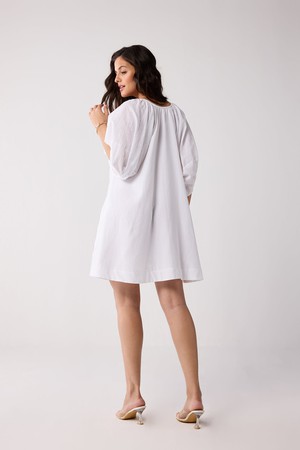 Puff Sleeved Dress with Drawstring Neckline from Reistor