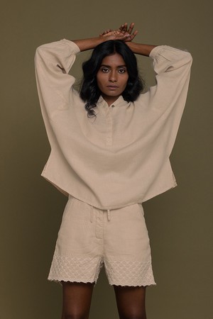 The Afternoon Thunderstorm Shirt in Neutral Beige from Reistor