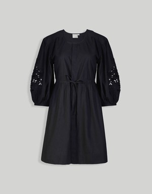 Shirt Dress with Balloon Sleeves in Black from Reistor
