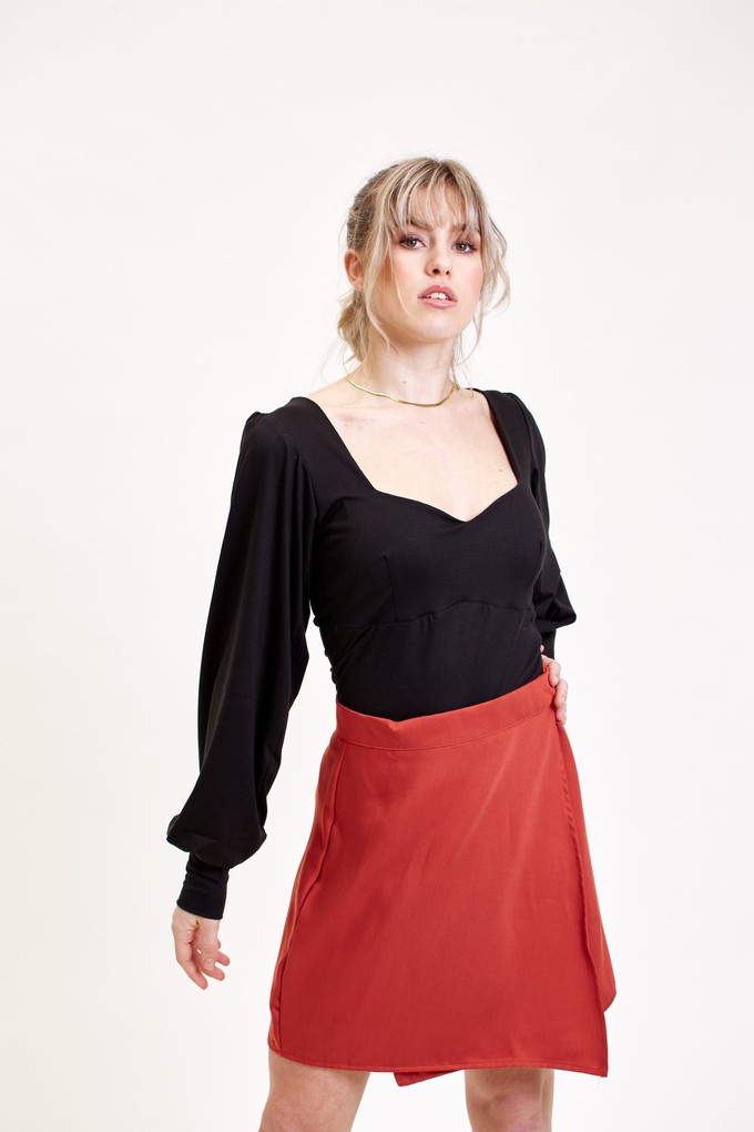 Cider Red Asymmetrical Wrap Skirt from Roses & Lilies