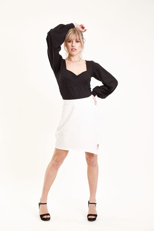 White Asymmetrical Wrap Skirt from Roses & Lilies