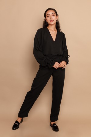 Nina Black Tencel Long Sleeve Top from Roses & Lilies