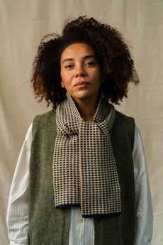 Small Check Scarf | Navy via ROVE