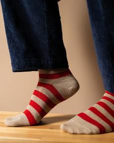 Fine Merino Wool Socks | Stripe Red via ROVE