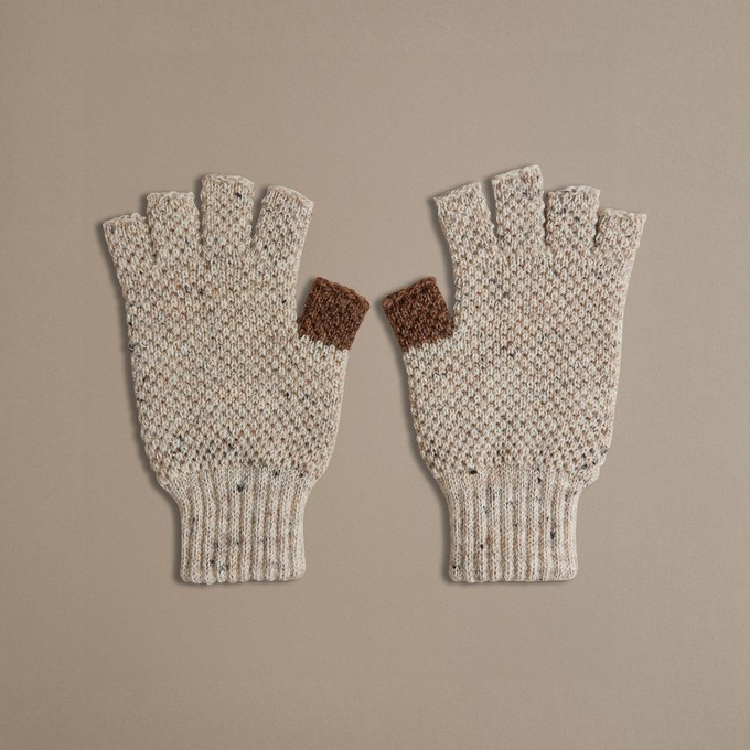 British Wool Fingerless Gloves | Un-Dyed Nepp from ROVE