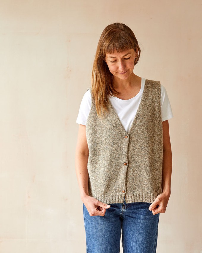 Button Up Vest | Mushroom Marl from ROVE