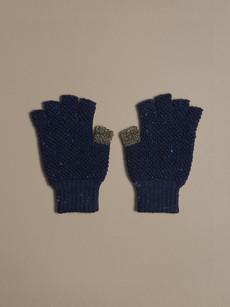 British Wool Fingerless Gloves | Navy Nepp via ROVE