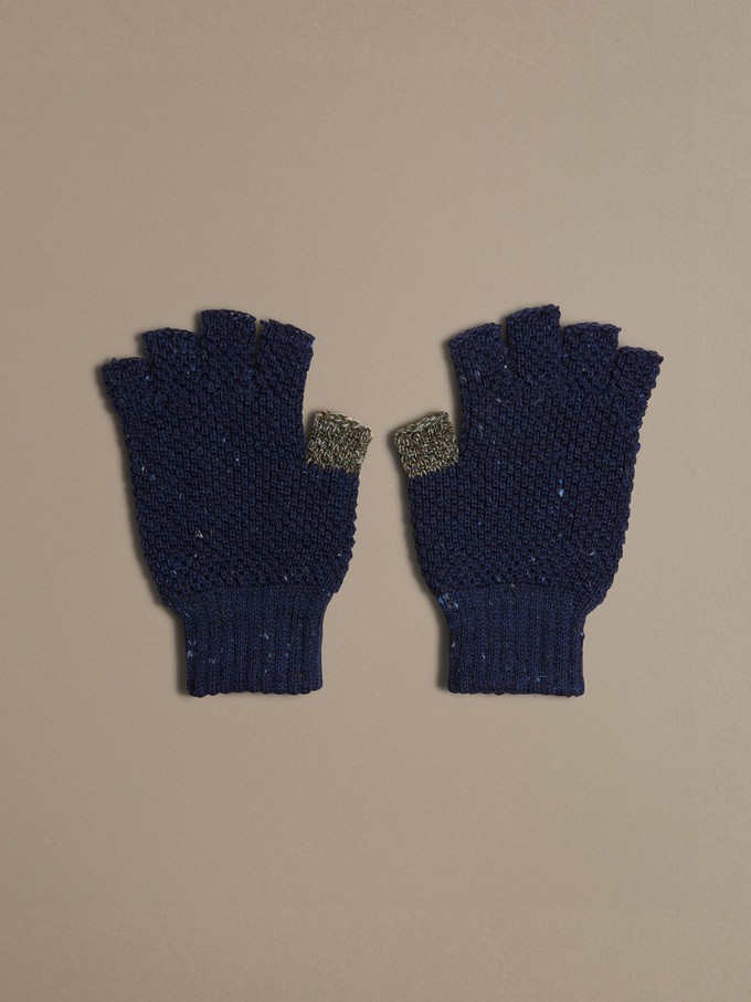 British Wool Fingerless Gloves | Navy Nepp from ROVE