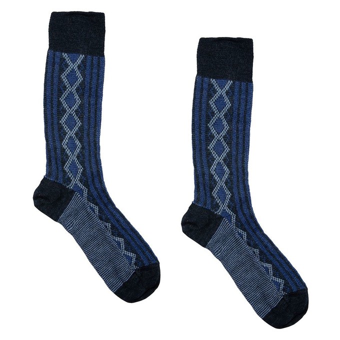 Hirsch Natur Folklore sokken wol blauw from Schaapskleren