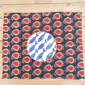 Bagru paisley block-printed placemats set of 2, handmade table mats from Shakti.ism