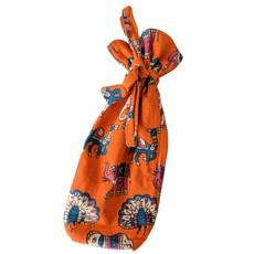 Reusable Kalamkari Cotton Pouch, Bottle Gift Bag, Orange van Shakti.ism