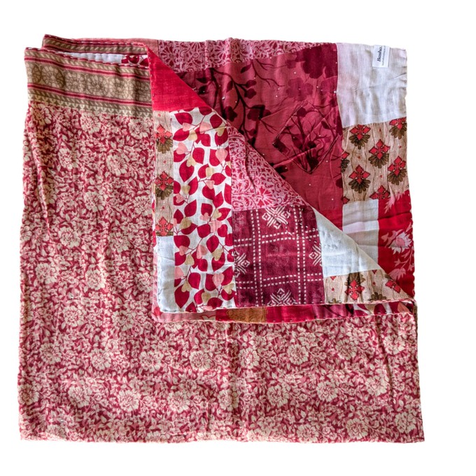 Reversible sari patchwork throw blanket from Shakti.ism