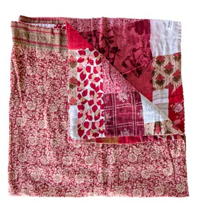 Reversible sari patchwork throw blanket from Shakti.ism