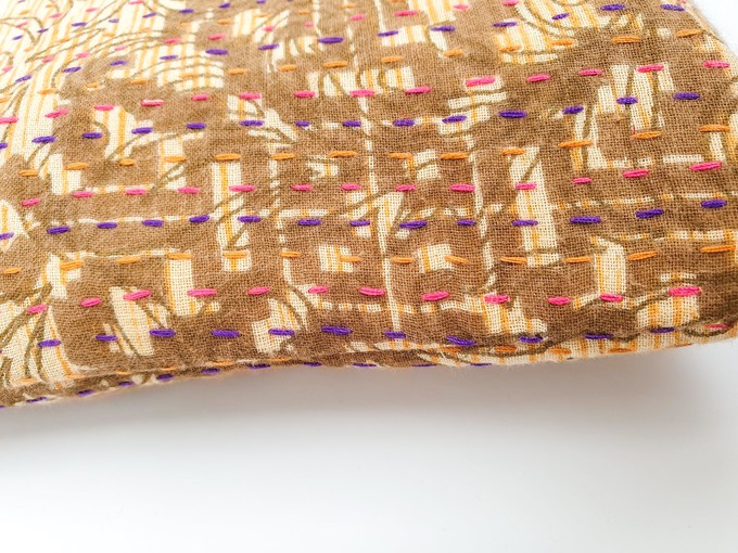 Upcycled sari clutch with kantha stitch from Shakti.ism