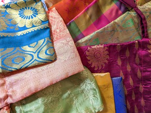 Sari pouch bundle, rainbow gift bags, 10 pack from Shakti.ism