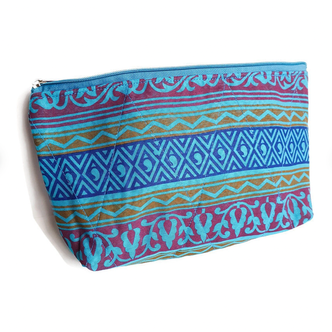 Flat bottom upcycled sari pouch from Shakti.ism