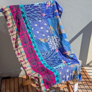 Reversible sari patchwork throw blanket from Shakti.ism