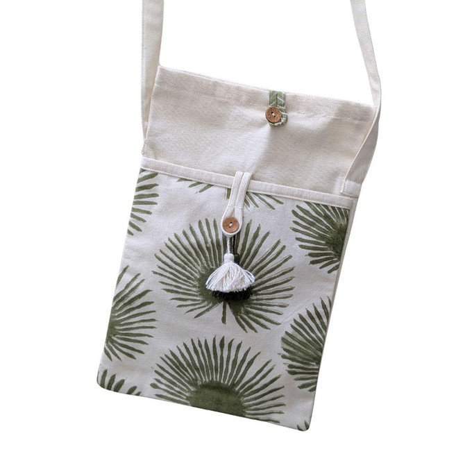 Handmade Fold-over Cotton Canvas Crossbody Sling Bag from Shakti.ism