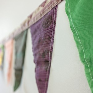 Upcycled sari flags, reusable sari bunting from Shakti.ism