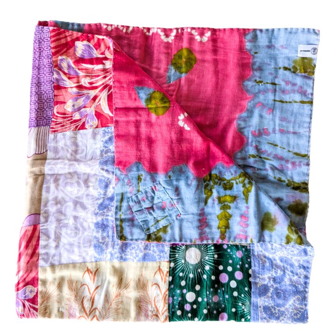 Reversible sari patchwork throw blanket from Shakti.ism