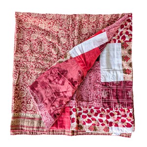 Reversible sari patchwork throw blanket from Shakti.ism