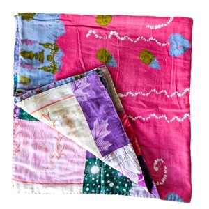 Reversible sari patchwork throw blanket from Shakti.ism