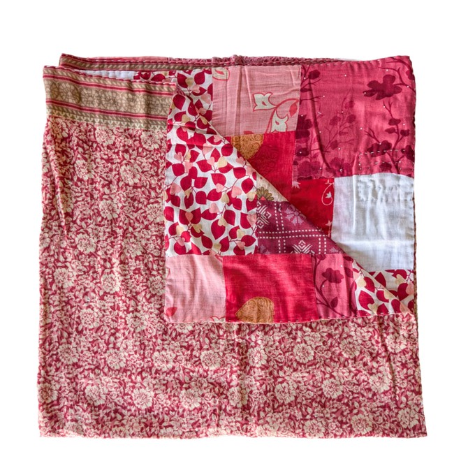 Reversible sari patchwork throw blanket from Shakti.ism
