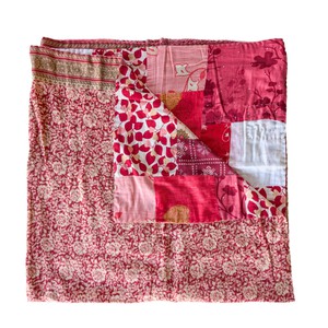 Reversible sari patchwork throw blanket from Shakti.ism