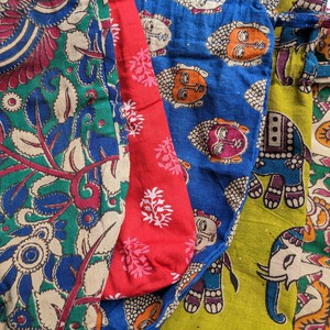 Eco Friendly Bottle Bags, Reusable Kalamkari Cotton Bottle Gift Bags, Ethically Handmade in India from Shakti.ism
