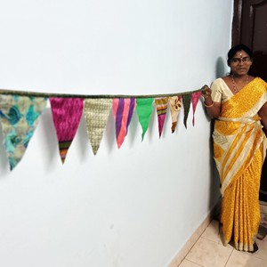 Upcycled sari flags, reusable sari bunting from Shakti.ism