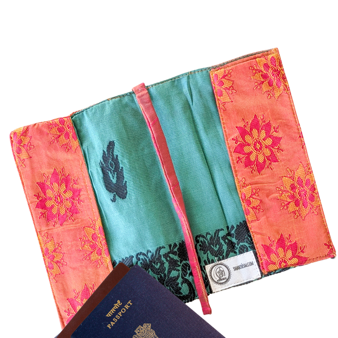 Handmade Recycled Sari Passport Covers, Upcycled Travel Wallets from Shakti.ism