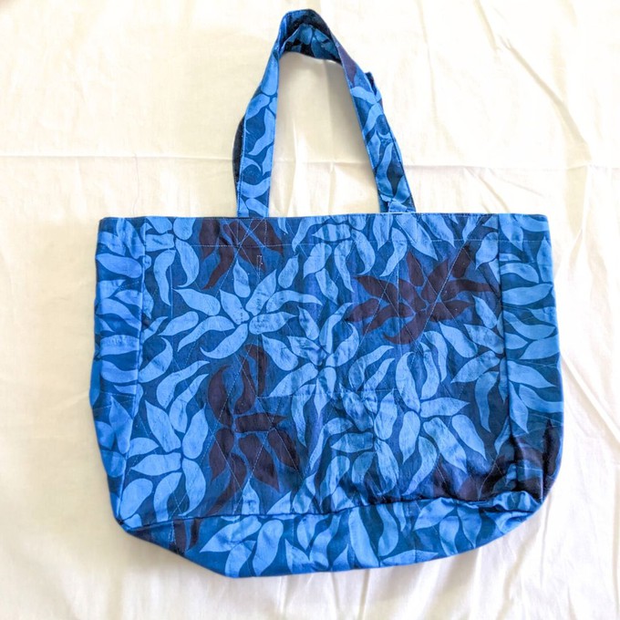 Large sari market tote bag, blue flowers from Shakti.ism