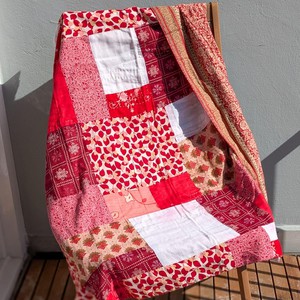 Reversible sari patchwork throw blanket from Shakti.ism