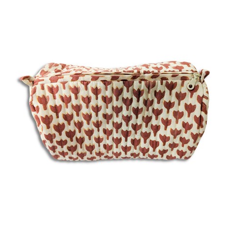 Quilted block print make up bag, large cosmetic pouch from Shakti.ism
