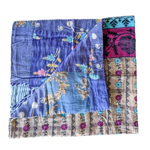 Reversible sari patchwork throw blanket from Shakti.ism
