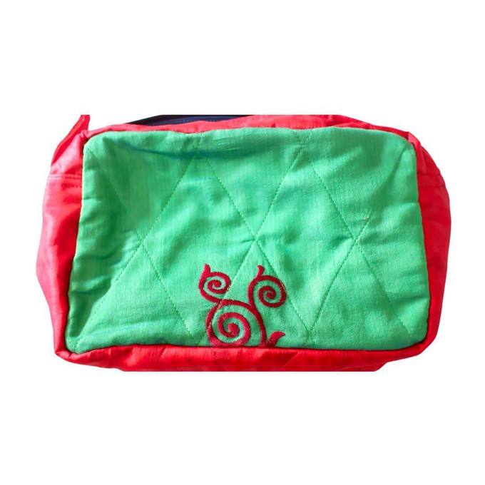 Large colourful upcycled sari box pouches from Shakti.ism