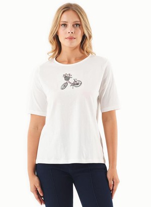 T-Shirt Bio-Katoen Fiets Off-White from Shop Like You Give a Damn