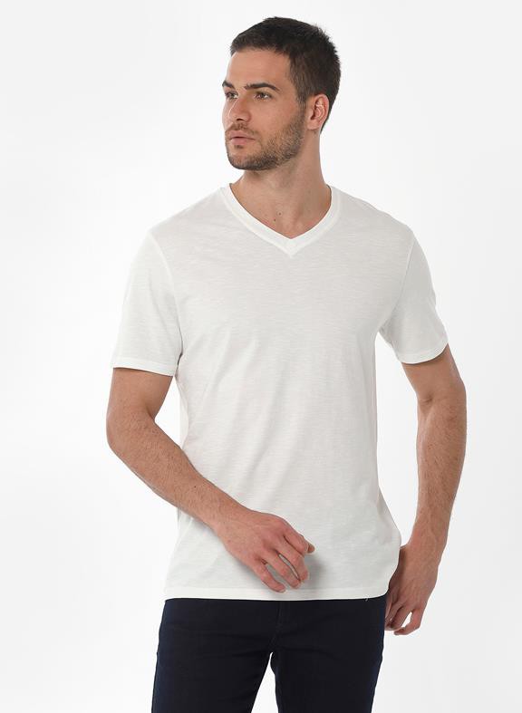 Basic T-Shirt V-Hals Off White from Shop Like You Give a Damn