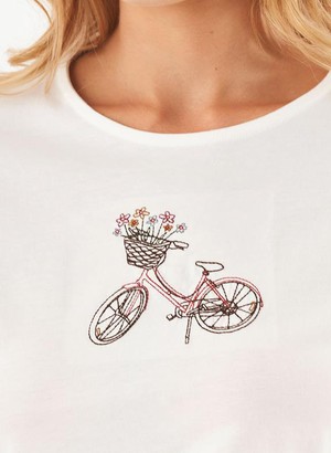 T-Shirt Bio-Katoen Fiets Off-White from Shop Like You Give a Damn