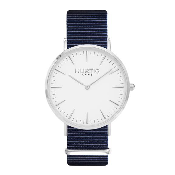 Horloge Montezuma Nylon Nato Zilver Wit & Oceaanblauw Dames from Shop Like You Give a Damn