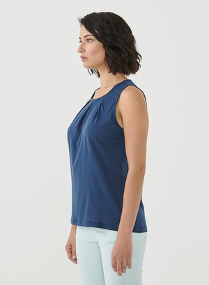 Mouwloze Top Pleated Navy from Shop Like You Give a Damn