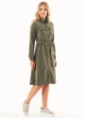 Shirt Dress Organic Cotton Mix Olive from Shop Like You Give a Damn