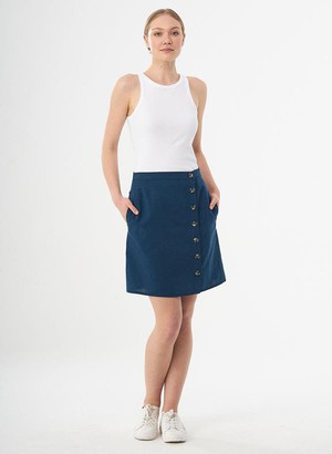 Minirok Knopen Navy from Shop Like You Give a Damn