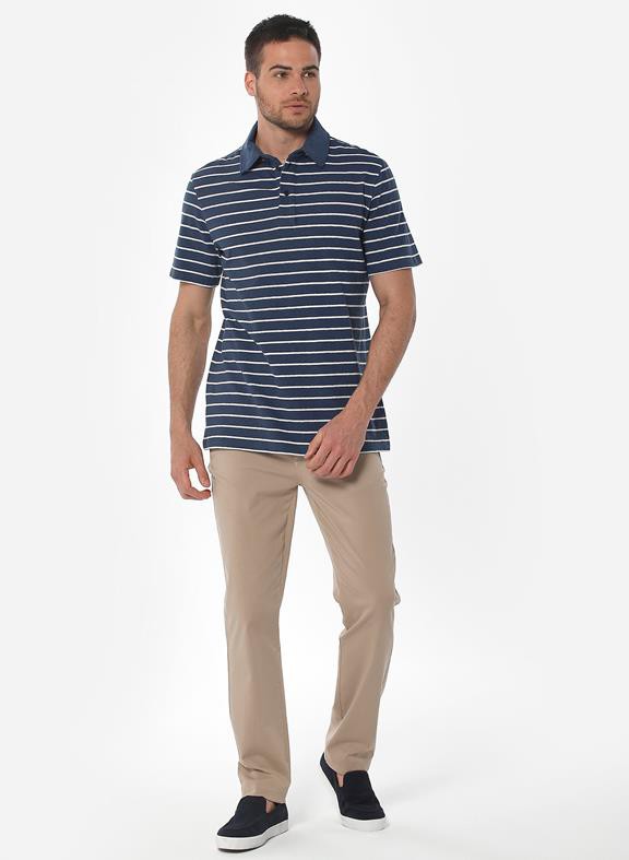 Gestreept Poloshirt Navy Off White from Shop Like You Give a Damn