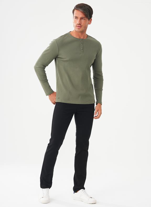 Geribbeld Henley Shirt Kaki from Shop Like You Give a Damn